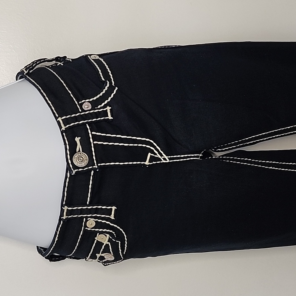 True Religion Billie Dark Blue Jeans with White Stitching, Mid-Rise, Size 27 - Picture 2 of 11